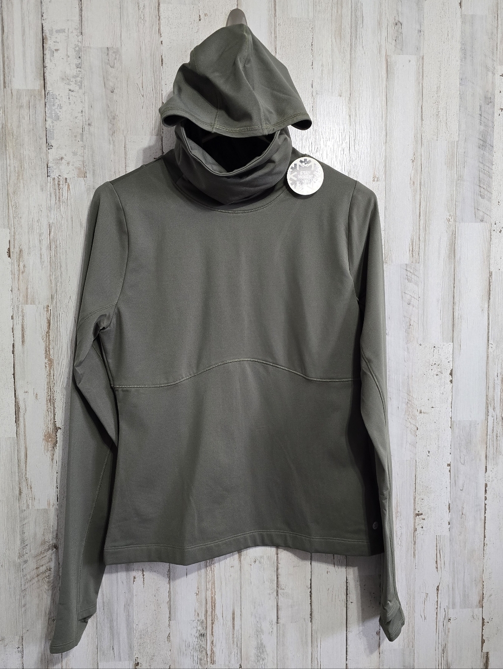 Calia Cold Weather Olive Green Balaclava Hoodie Running Pullover Size Medium - Picture 2 of 8